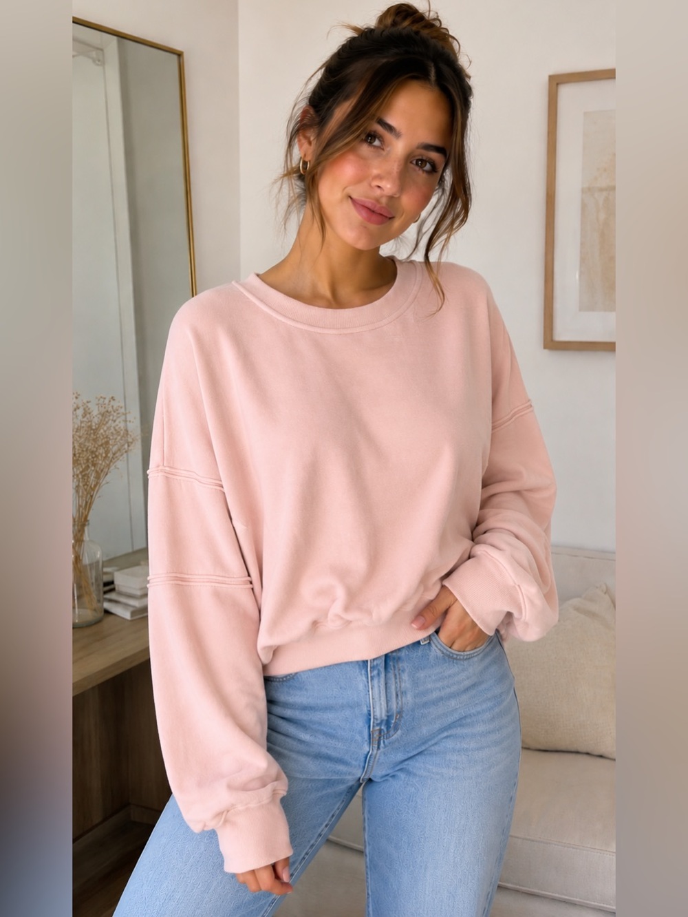 Celebrity Pink M Blush Cozy Sweatshirt NWT Trendy Oversized Pullover